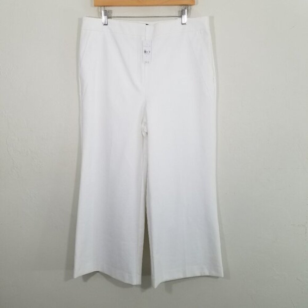 NWT Ann Taylor Factory The Wide Leg High Rise Stretch Pants White Size 14